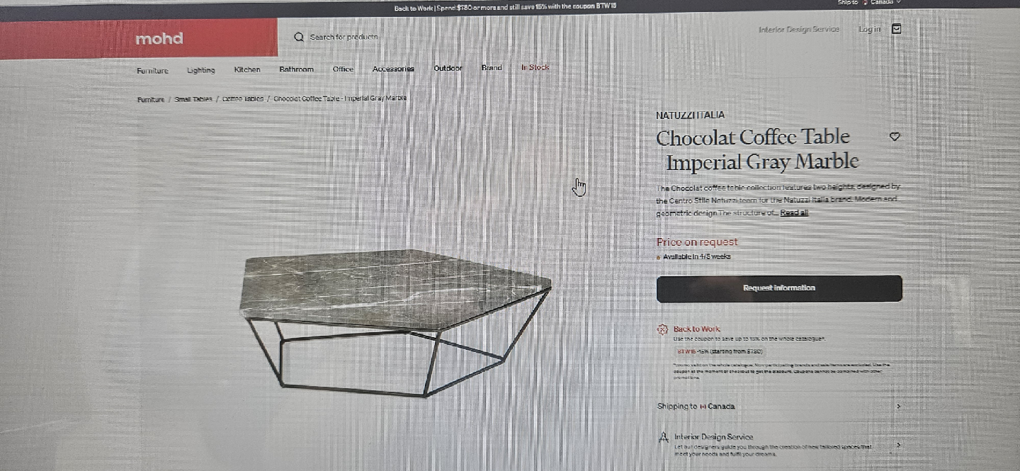 Natuzzi Italia Chocolat Coffee Table - Gray Marble - photo 2