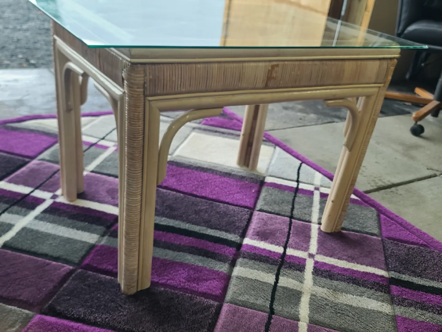 Rattan Side Table with Glass Top image indicator(3)