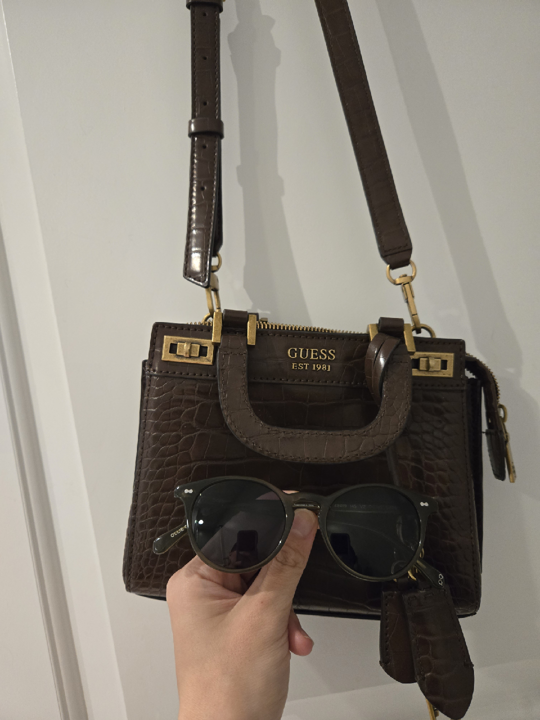Guess Brown Croc Embossed Handbag - photo 5