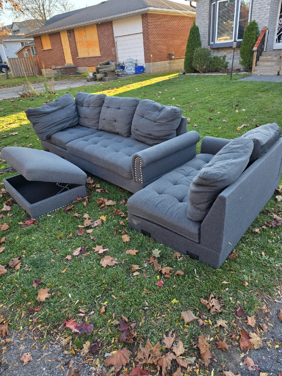 Grey Sectional with Ottoman - photo 2