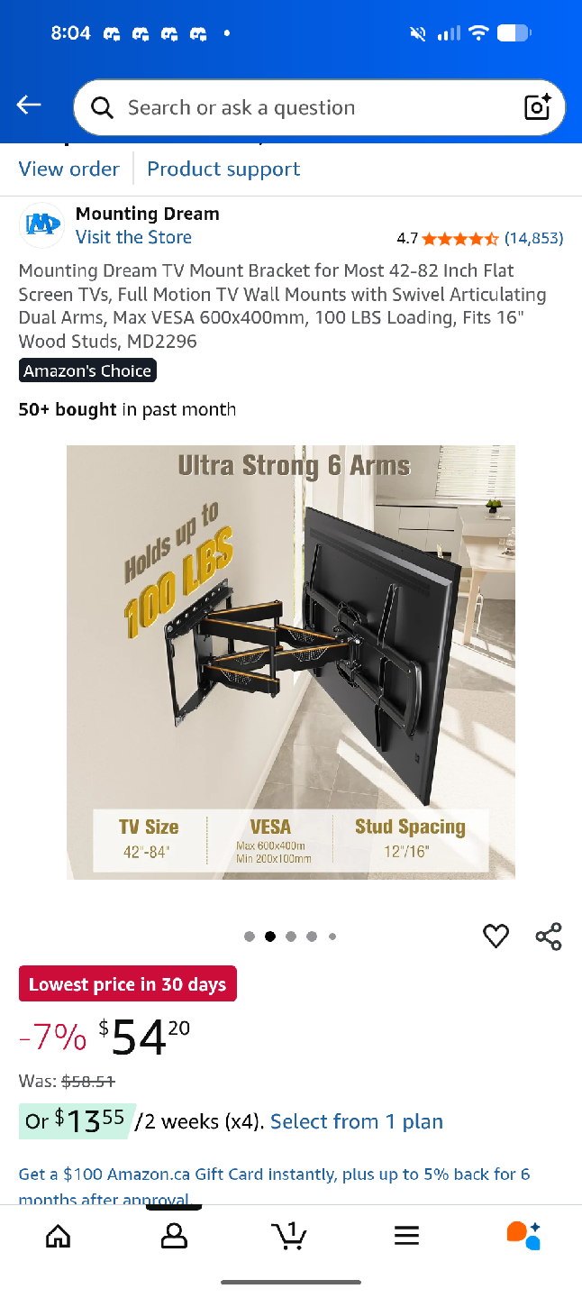 Mounting Dream TV Wall Mount MD2296 for 42-82" TVs - photo 2