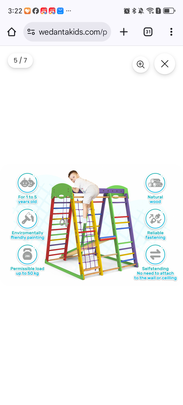 Wedanta Kids Indoor Wooden Playground Gym - photo 2