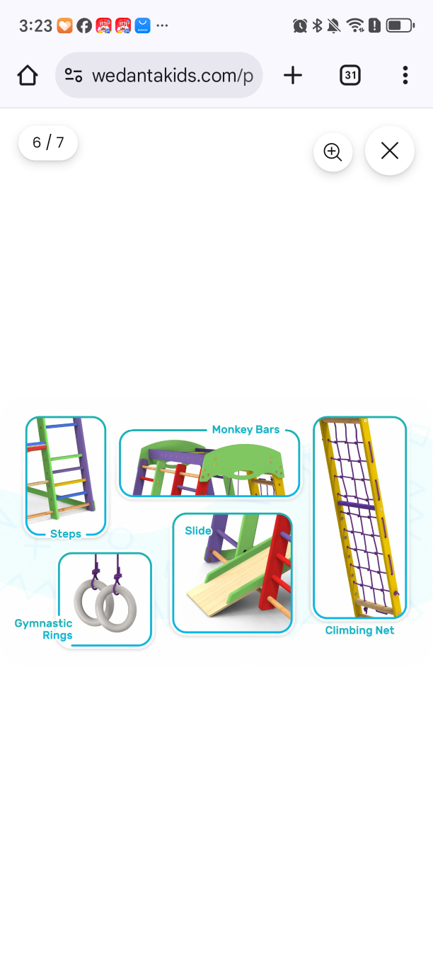 Wedanta Kids Indoor Wooden Playground Gym - photo 3