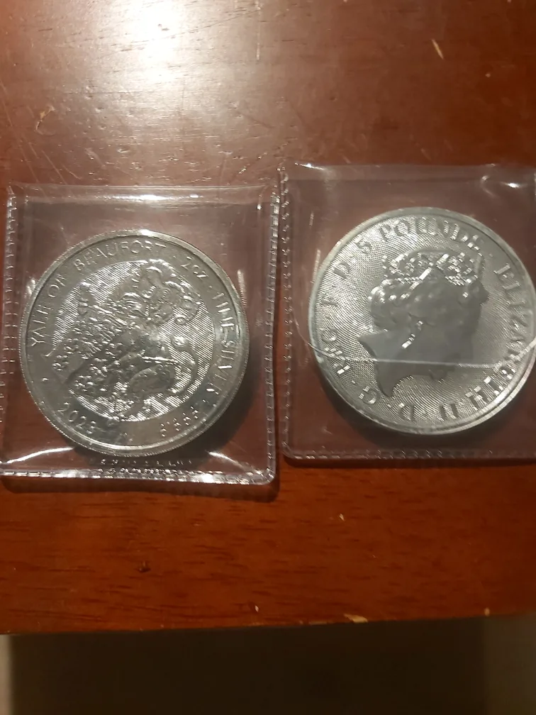2 Oz .999 2023 Silver Coins - 5 Britain Pounds, Yale of Beaufort image indicator(3)
