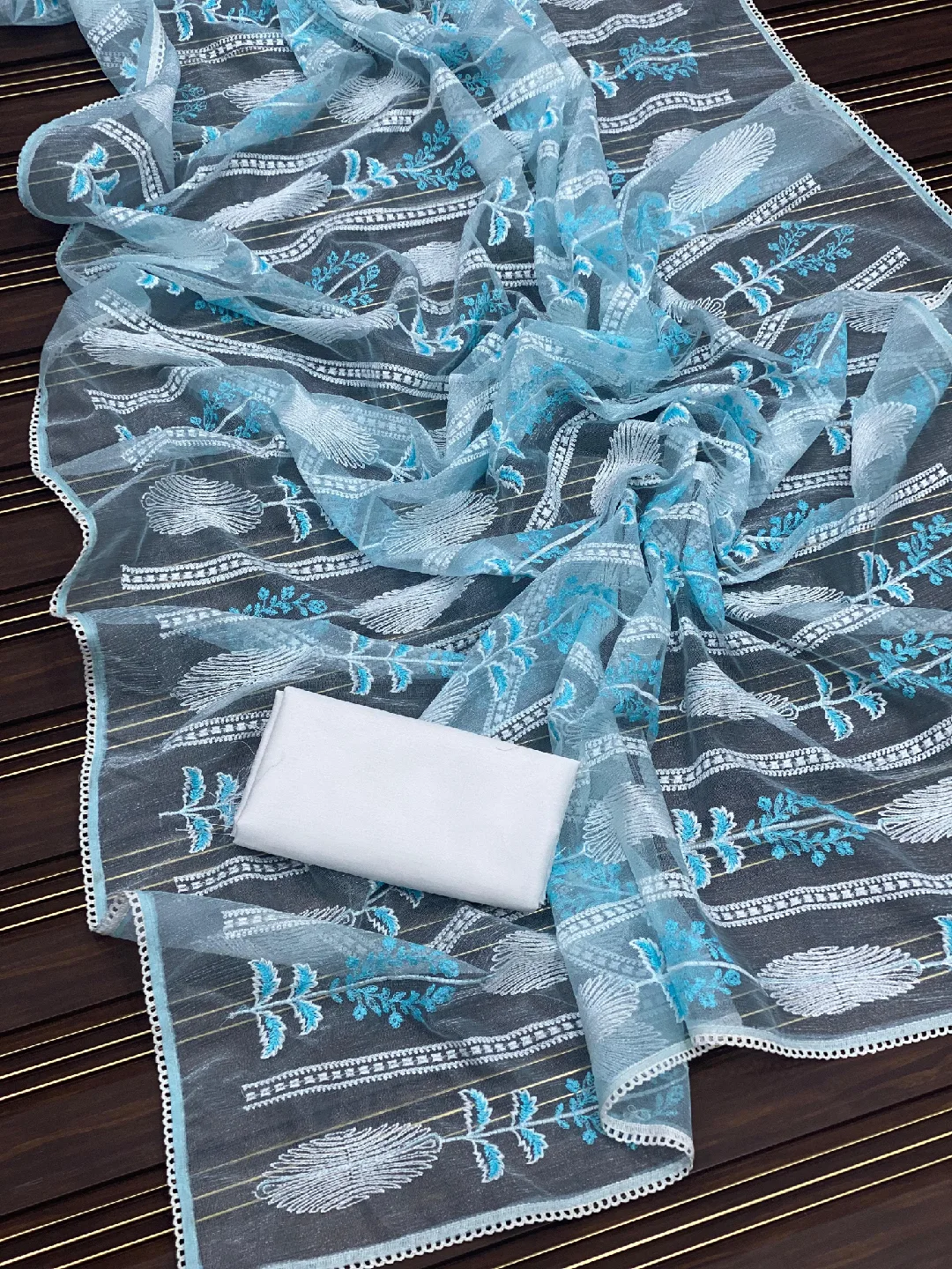 Embroidered Organza Fabric - Various Colours image indicator(8)