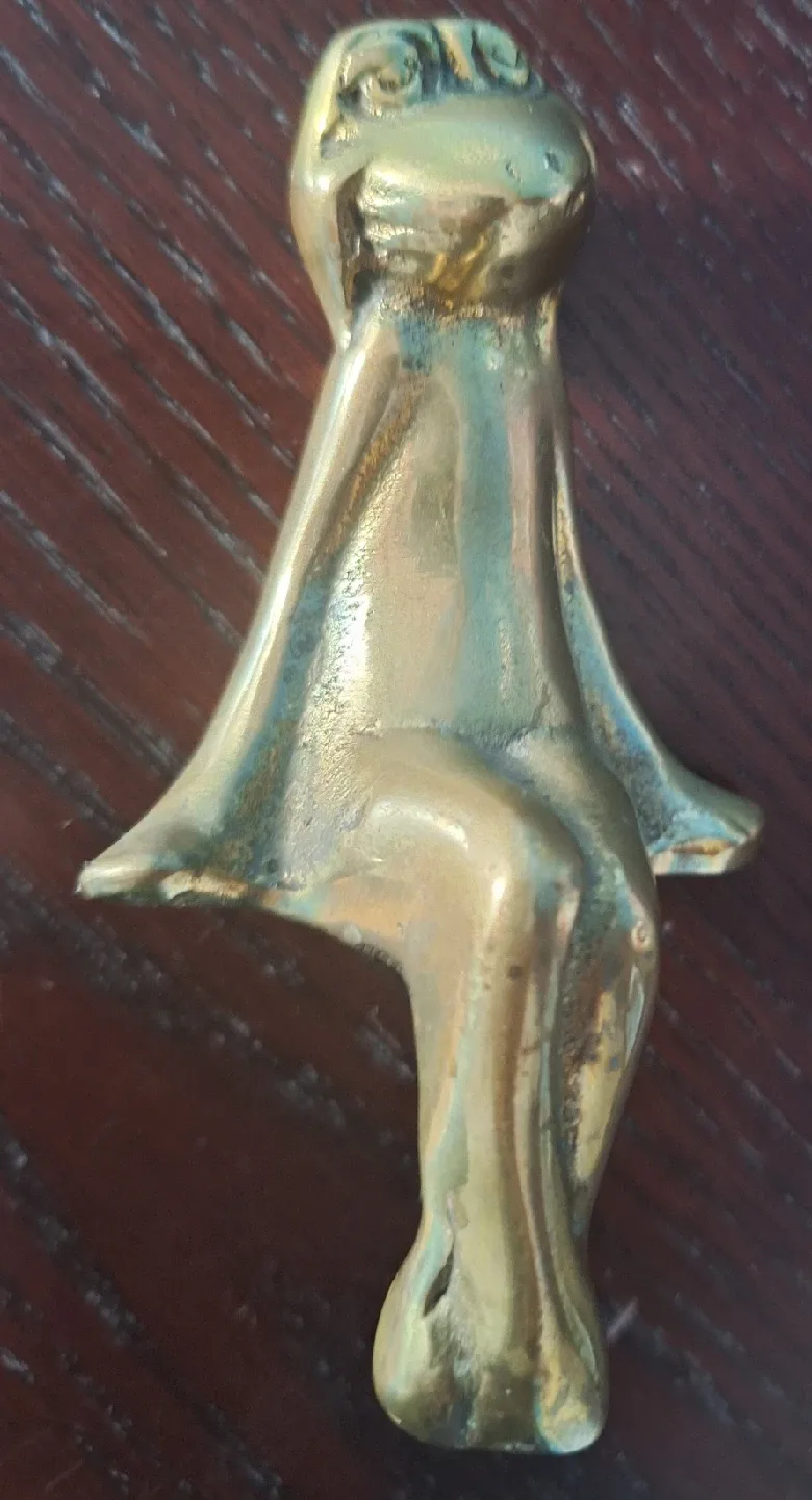 Vintage solid brass Figurines - Sitting Frog and Fish image indicator(6)