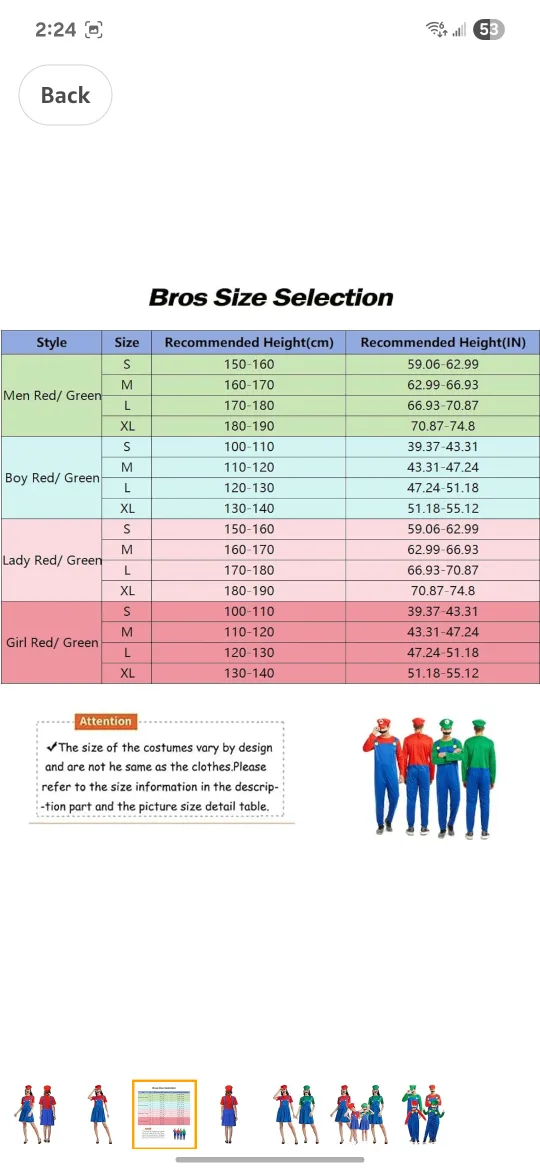 New VISVIC Super Brothers Costume Size XL Kids image indicator(2)