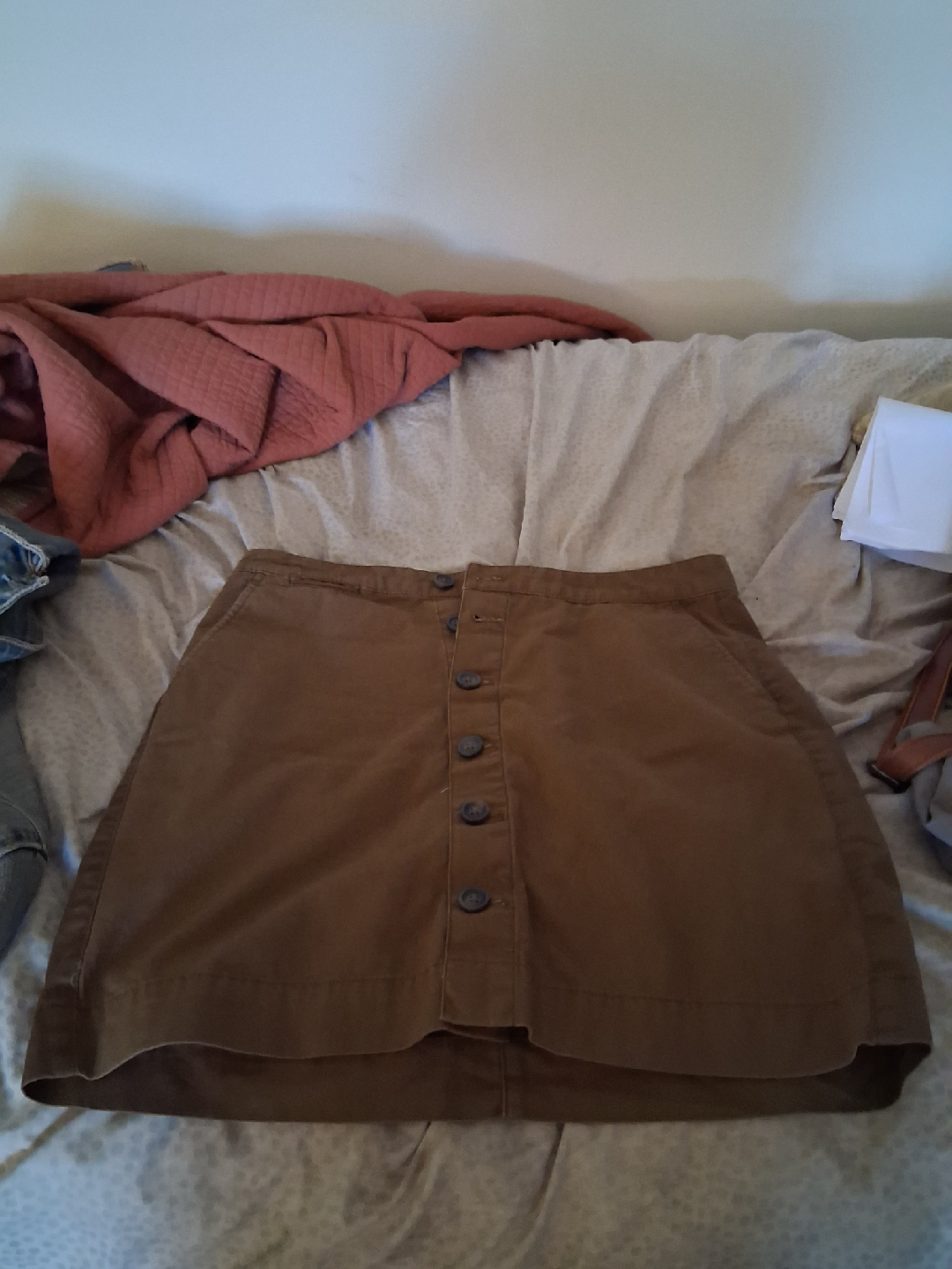 Brown Button-Front Skirt