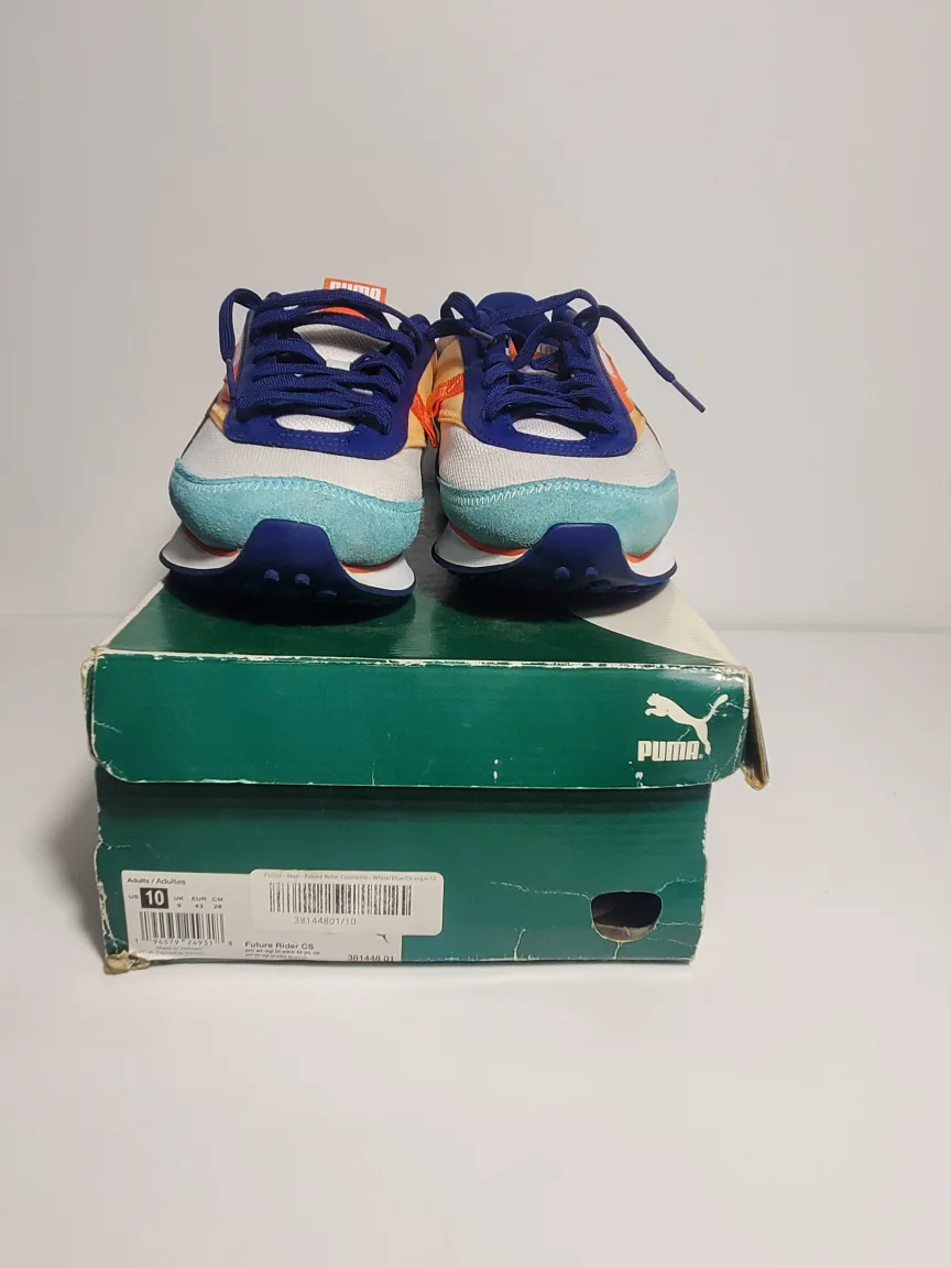 Men’s Puma Future Rider White Elektro Blue Peach Size 10 image indicator(2)