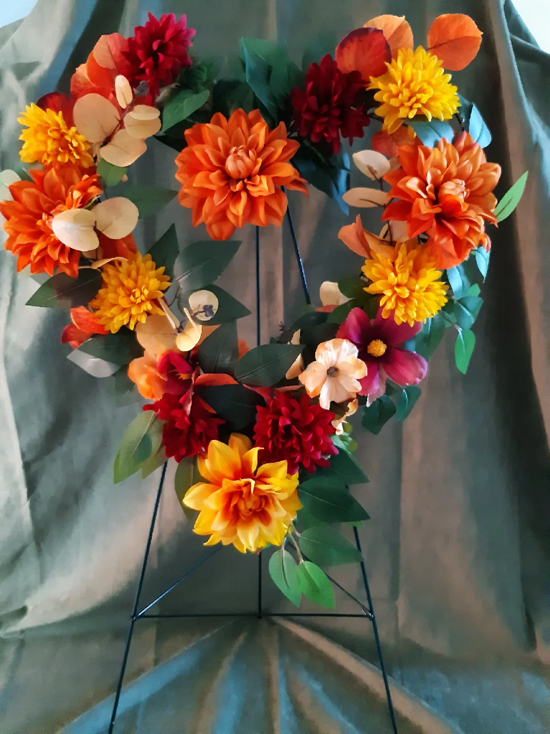Fall faux flower wreath for your door or cemetery image indicator(2)