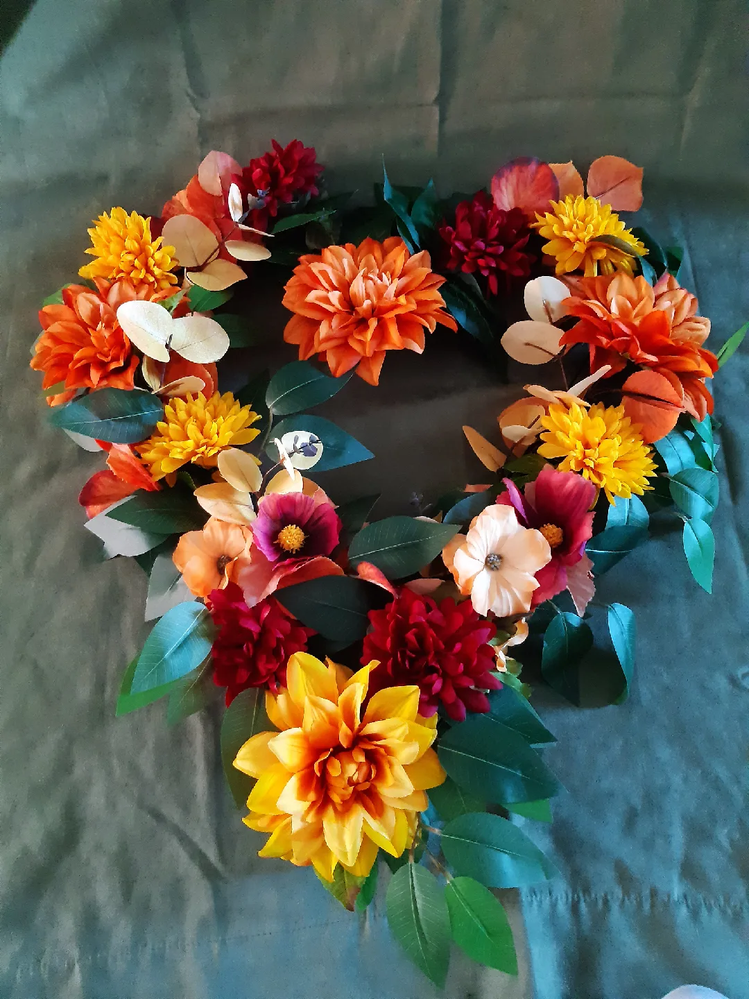 Fall faux flower wreath for your door or cemetery image indicator(3)