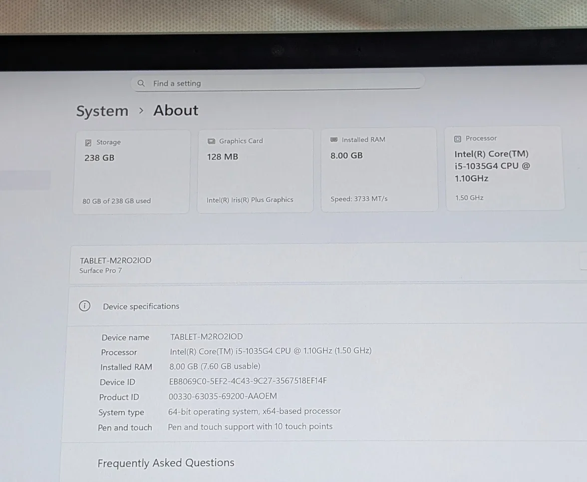 NEW CONDITION MICROSOFT SURFACE PRO 7  TABLET i5 8GB RAM image indicator(5)