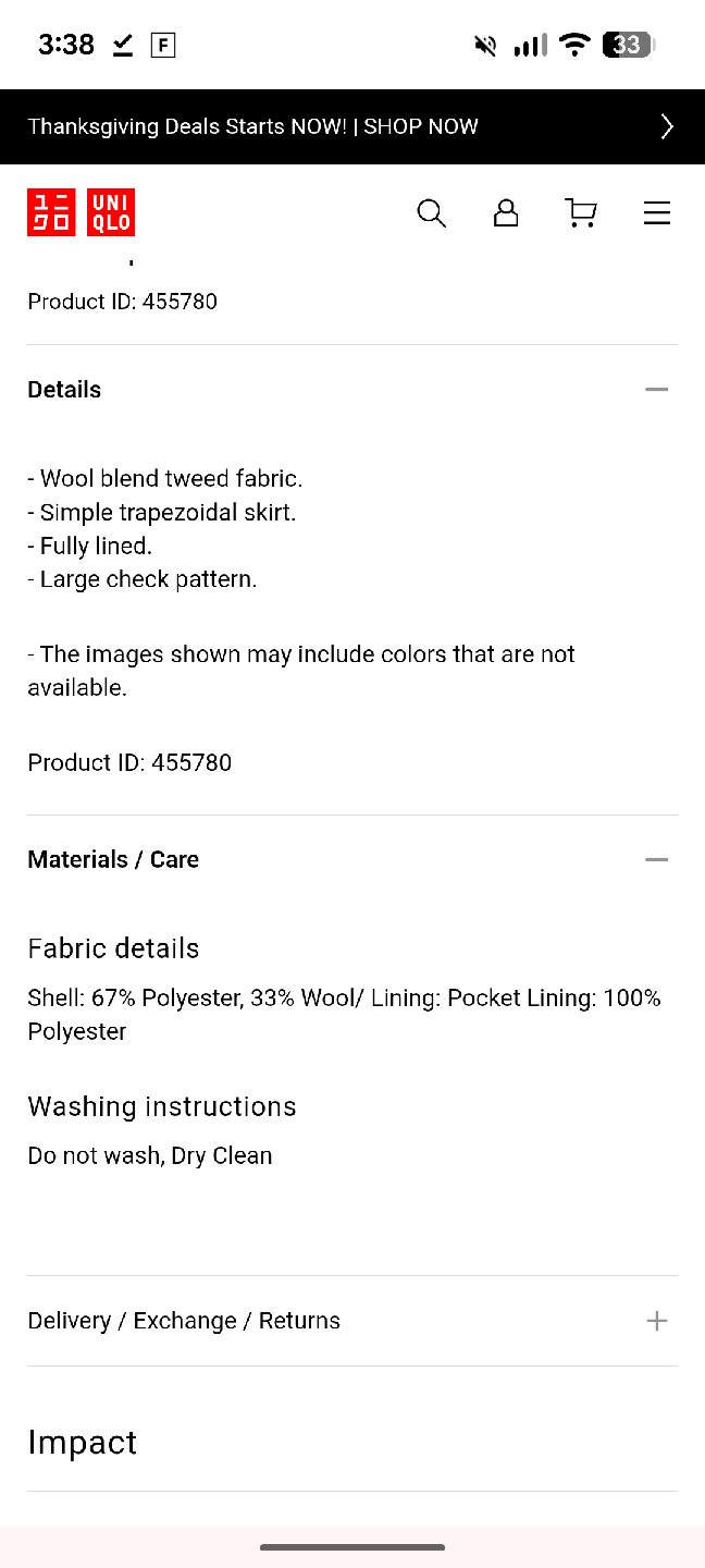 NWT Uniqlo Wool Blend Mini Skirt - Size 6 - photo 3