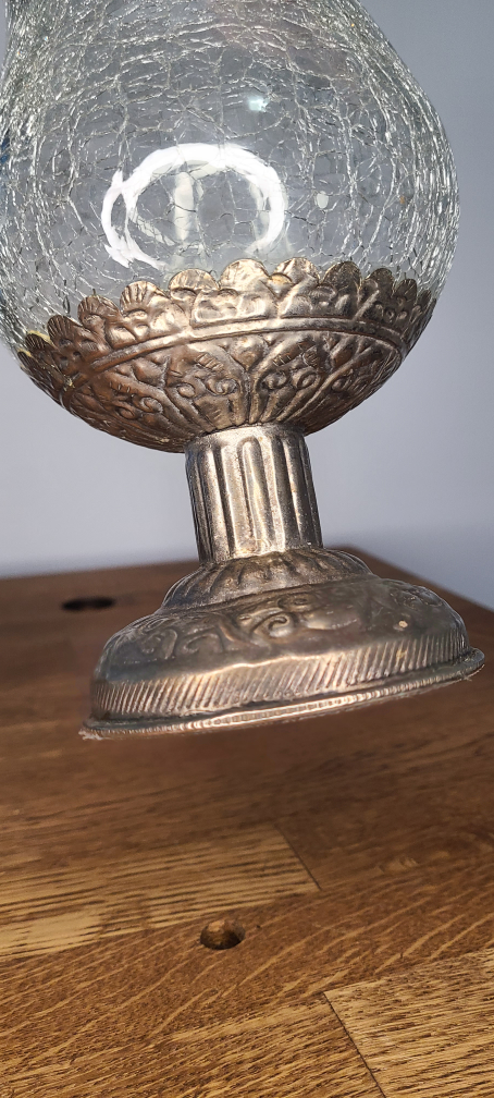 Crackle Glass Candle Holder with Silver Base - photo 3