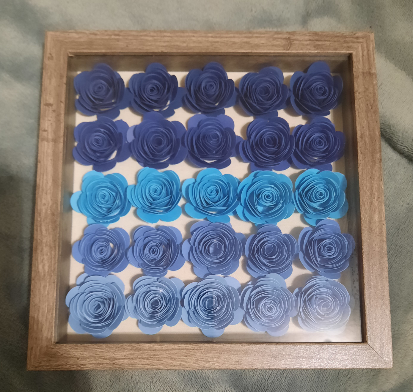 Blue Paper Flower Shadow Box