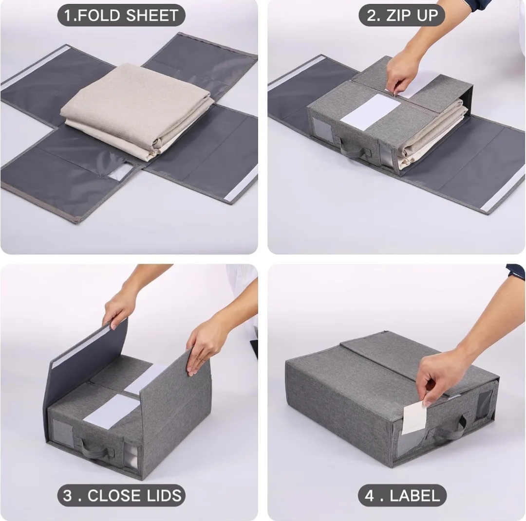 Set of 4 Storage Box Organizer Clothes Beddings, Large Capacity image indicator(6)