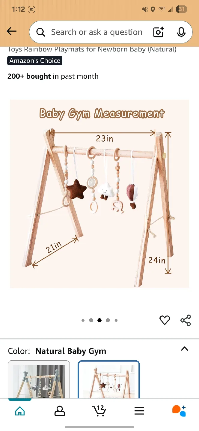 Natural Baby Gym with Rainbow Playmat image indicator(2)