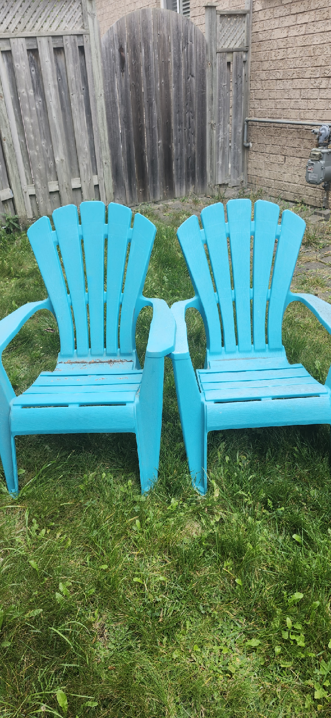 Two Adirondack Chairs - Blue plastic
