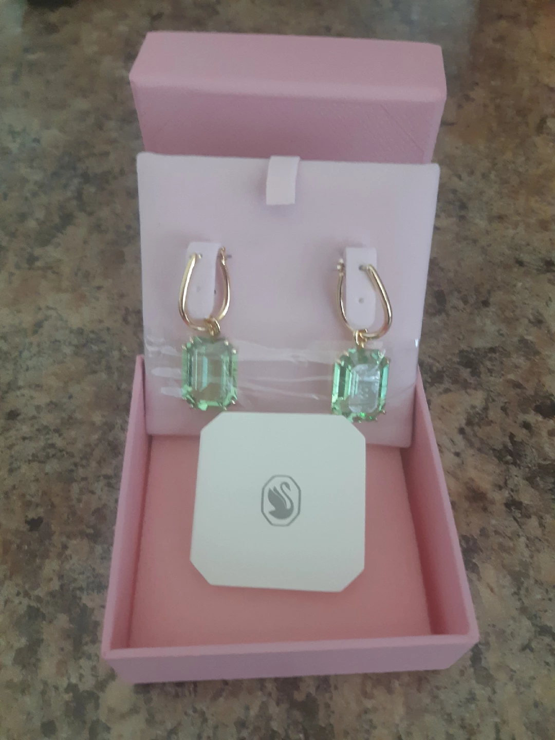 Swarovski Drop Earrings, Green, new - photo 3