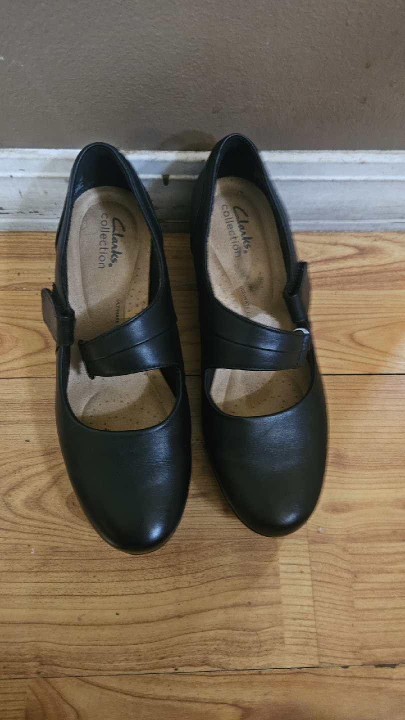 Clarks Collection Black Leather Mary Jane Shoes