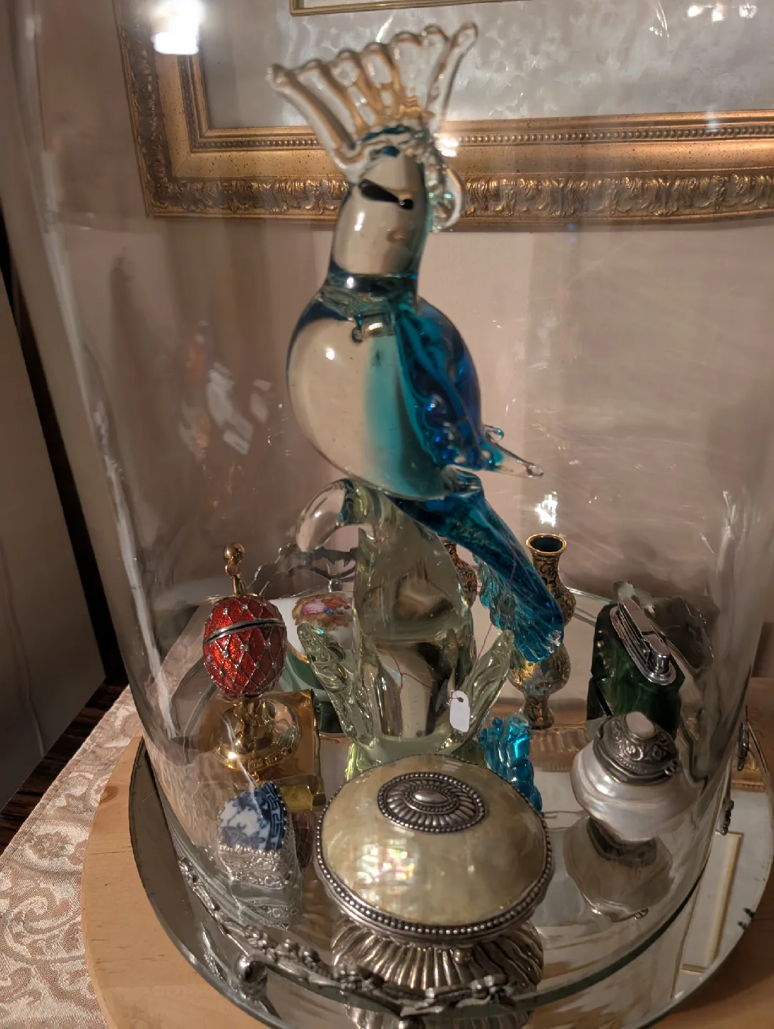 glass cockatoo figure with other items contact if you like