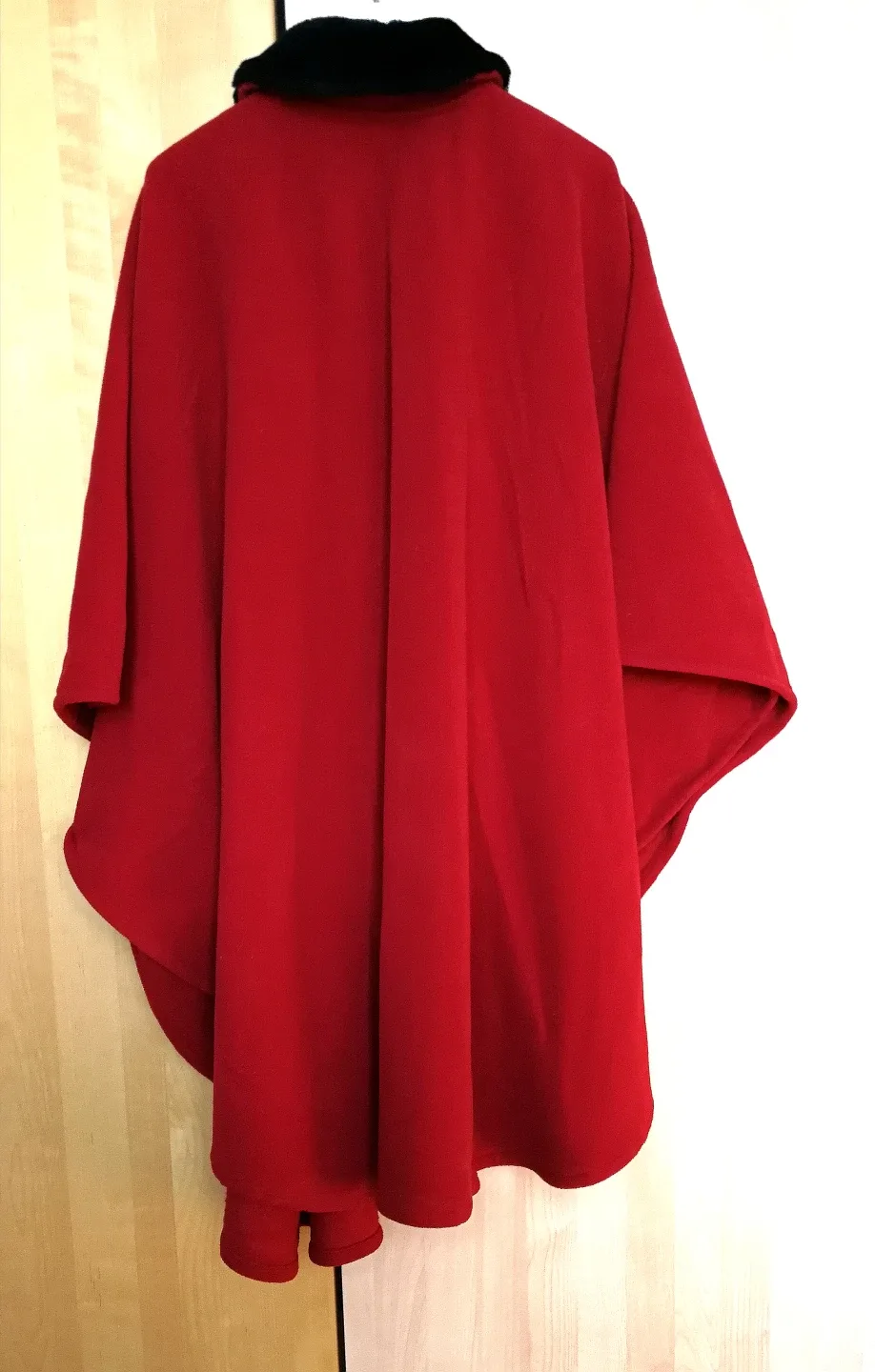 Red Fleece Cape with Black Collar image indicator(2)