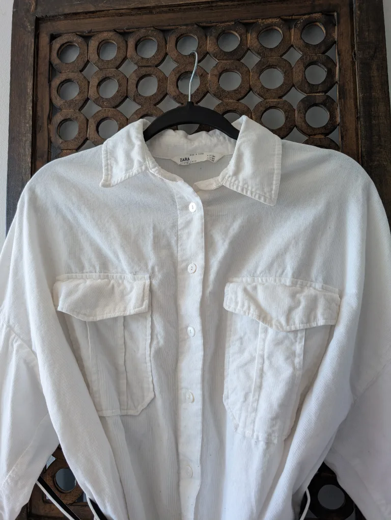Zara White Corduroy Shirt Dress image indicator(2)