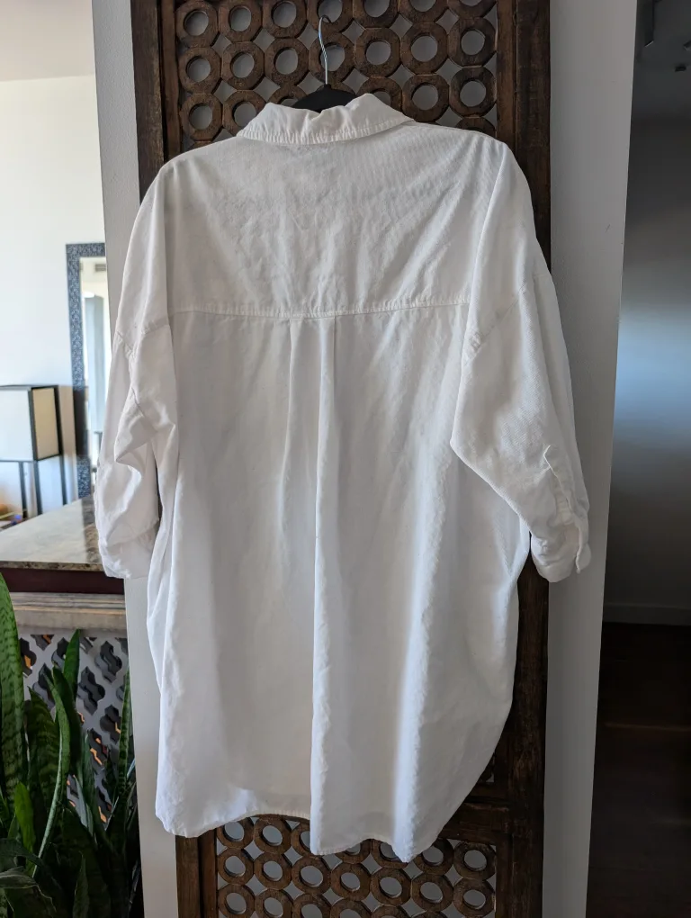 Zara White Corduroy Shirt Dress image indicator(5)