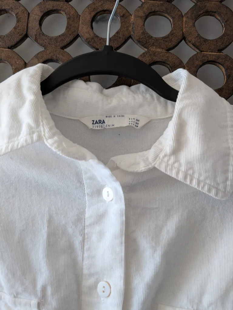 Zara White Corduroy Shirt Dress image indicator(6)