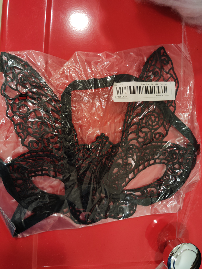 Shaped Lace Jackrabbit Black Mask