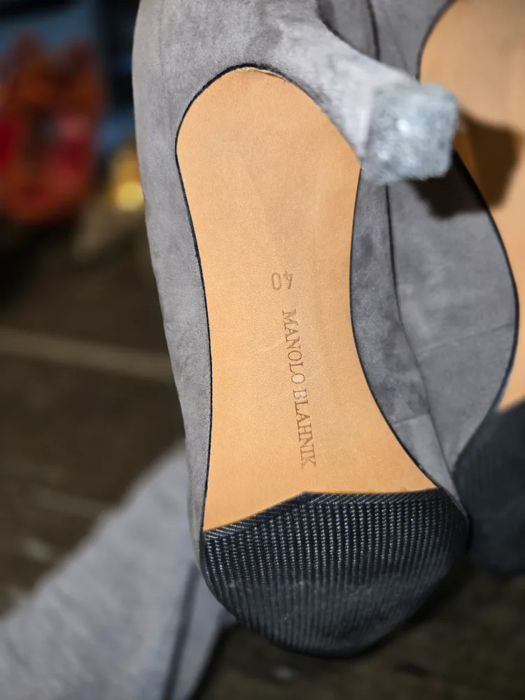 Manolo Blahnik Grey Suede Heels image indicator(6)