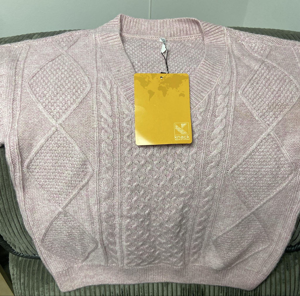 New MOODo Cable Knit Sweater - Pink with tag