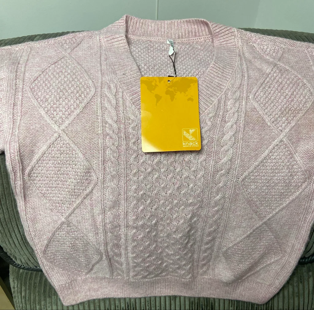 New MOODo Cable Knit Sweater - Pink with tag thumbnail