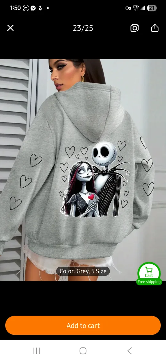 NEW Jack and Sally with Hearts Hoodie 💕 💀 image indicator(9)
