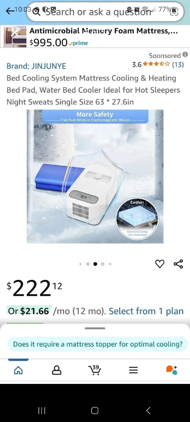 JINJUNYE Bed Cooling System - New in Box! image indicator(2)