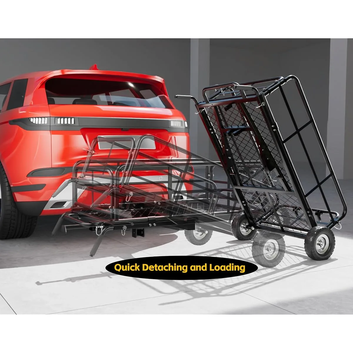 MaxxHaul Foldable Hitch N Roll Cargo Carrier Cart image indicator(4)