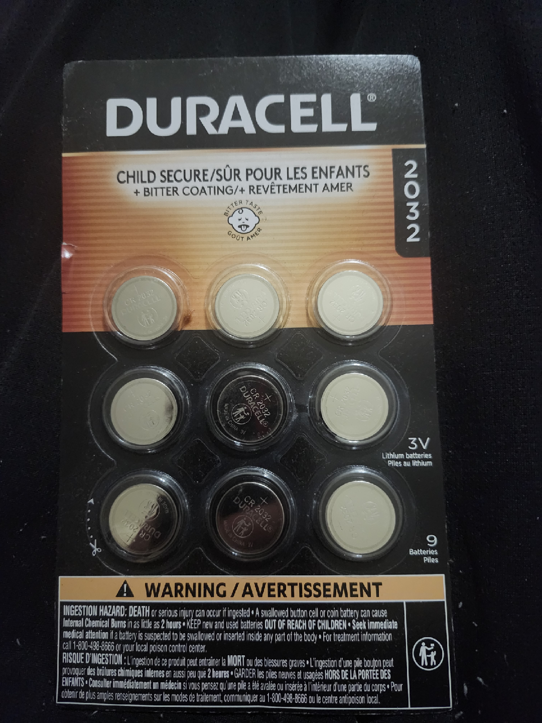 Duracell 2032 3V Lithium Batteries - 9 Pack