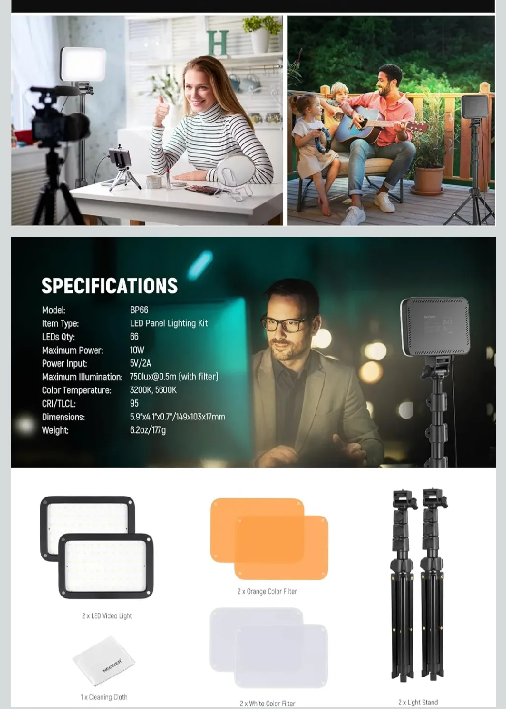 NEEWER BP66 LED Panel Lighting Kit image indicator(5)