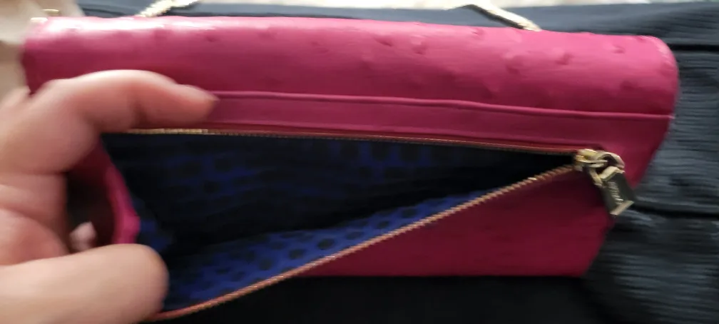 Rebecca Minkoff Pink Ostrich Leather Wallet on Chain image indicator(7)