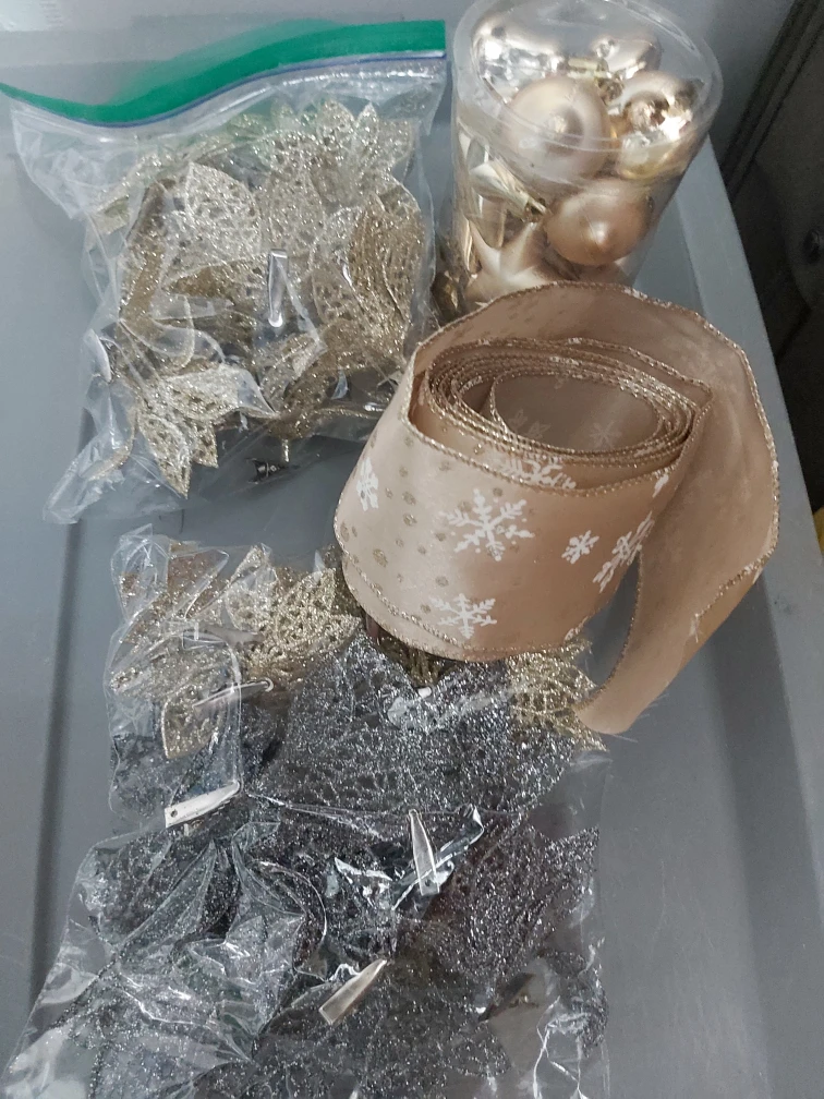 Christmas Ornaments & Ribbon