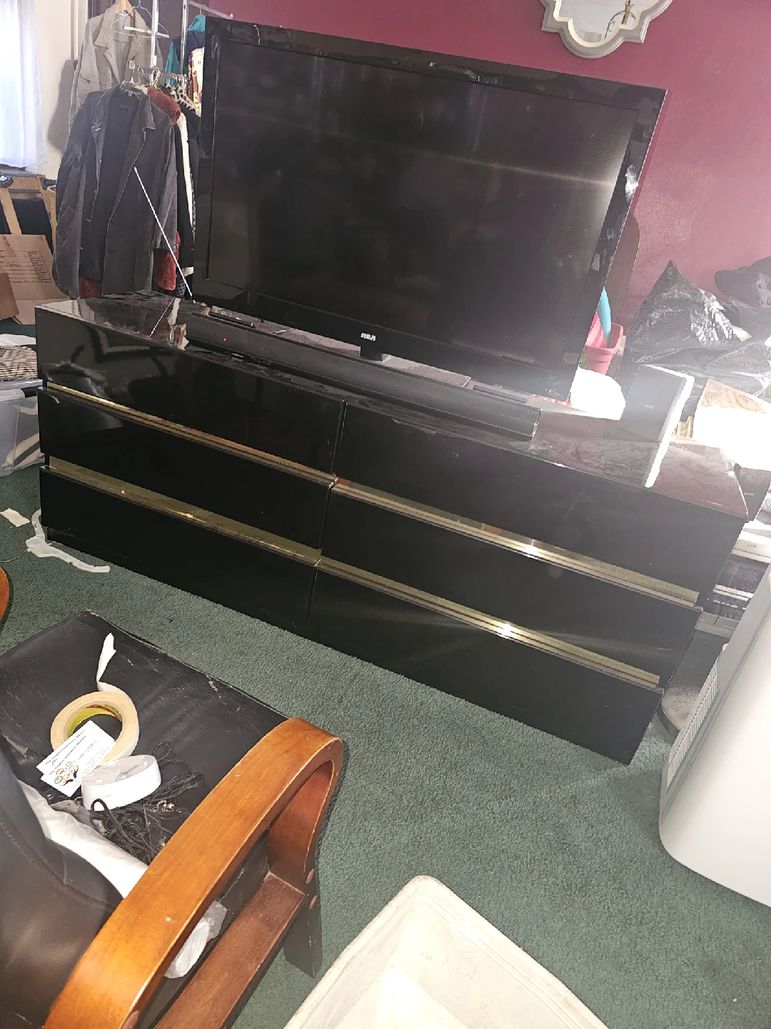 Black Dresser with Gold Trim