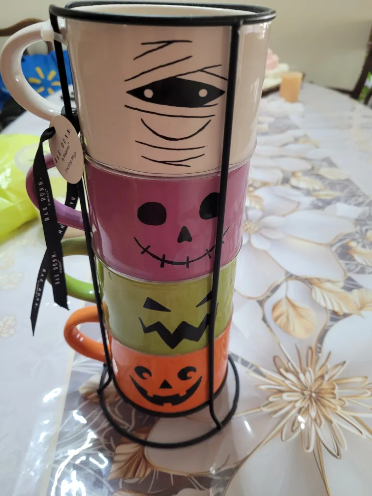 Rae Dunn Halloween Stacking Mugs with Rack