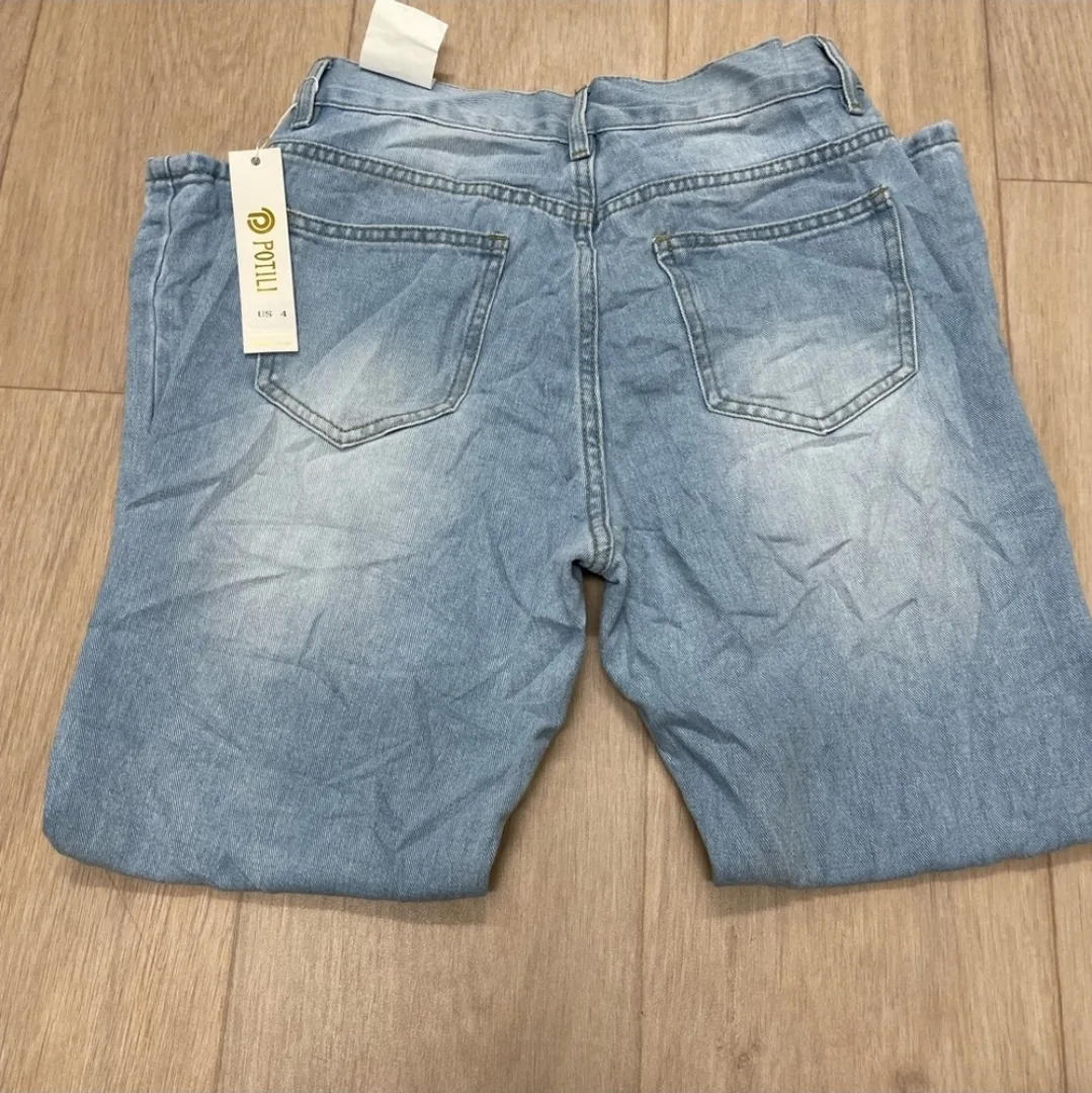 Potili Asymmetrical Straight Leg Jeans NEW size 4 image indicator(4)