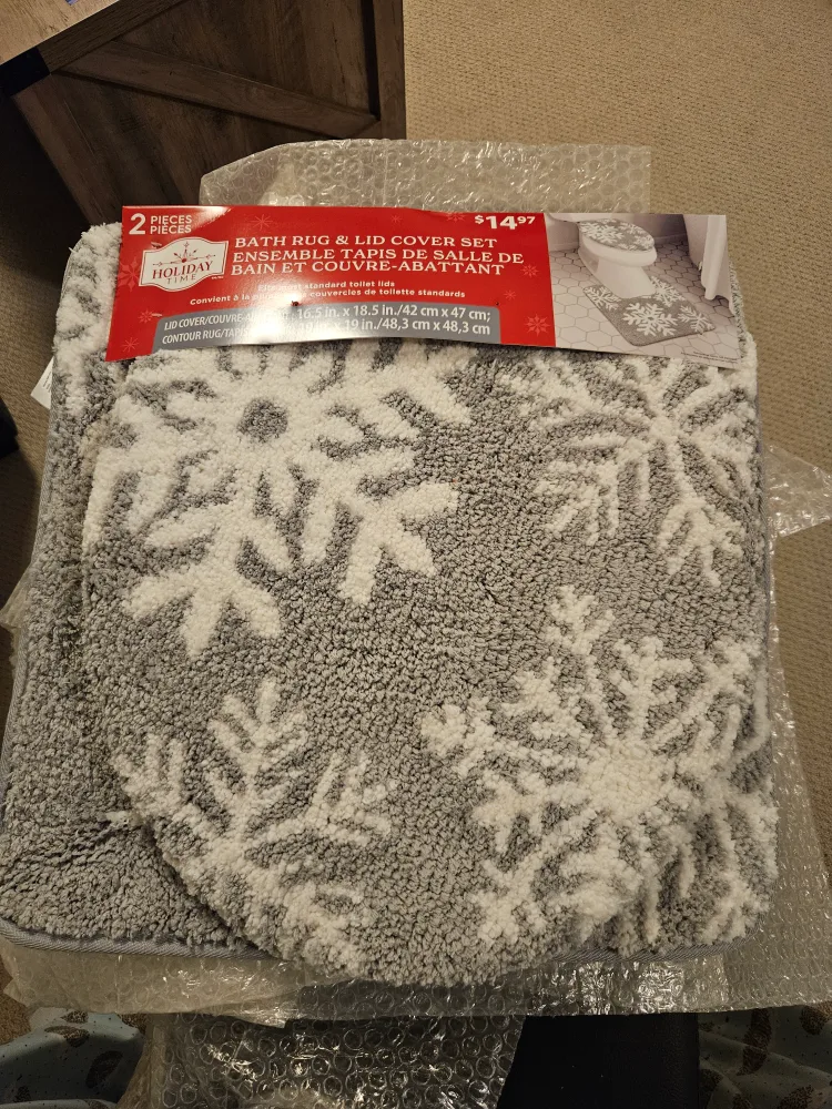 Holiday Time Bath Rug & Lid Cover Set - NEW