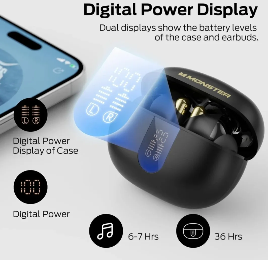 Monster Wireless Earbuds - Black image indicator(3)