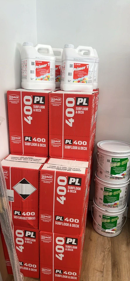 Lepage PL 400 Subfloor & Deck Adhesive + Mapei Primer T