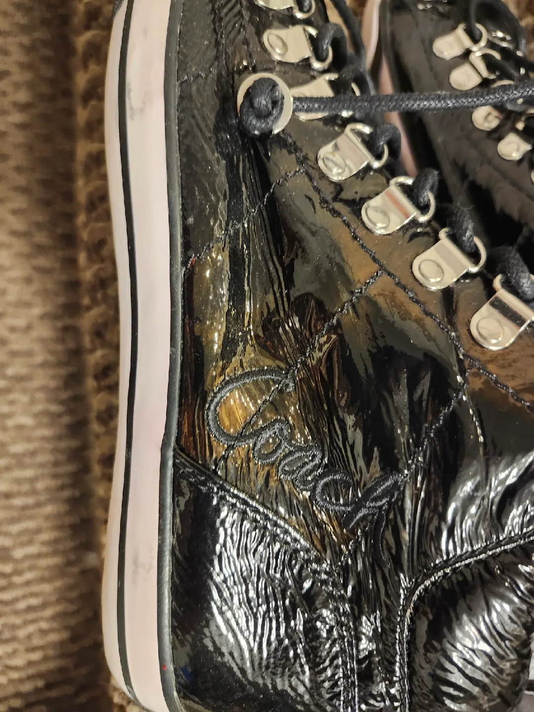 Coach Black Patent Leather High-Top Sneakers image indicator(2)