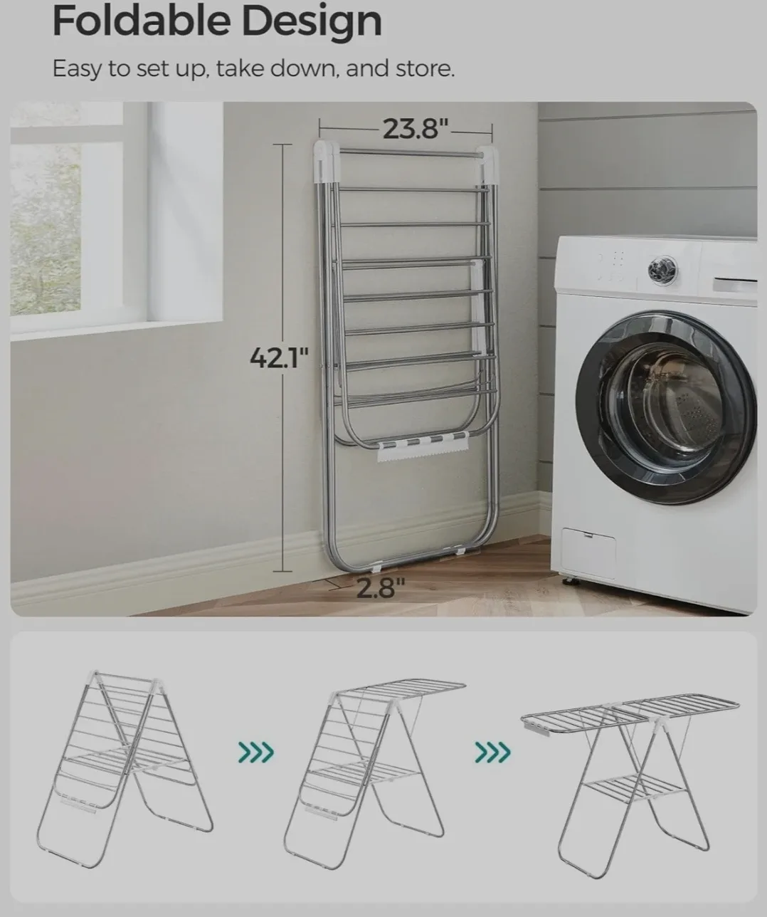 SONGMICS Foldable Clothes Drying Rack image indicator(4)