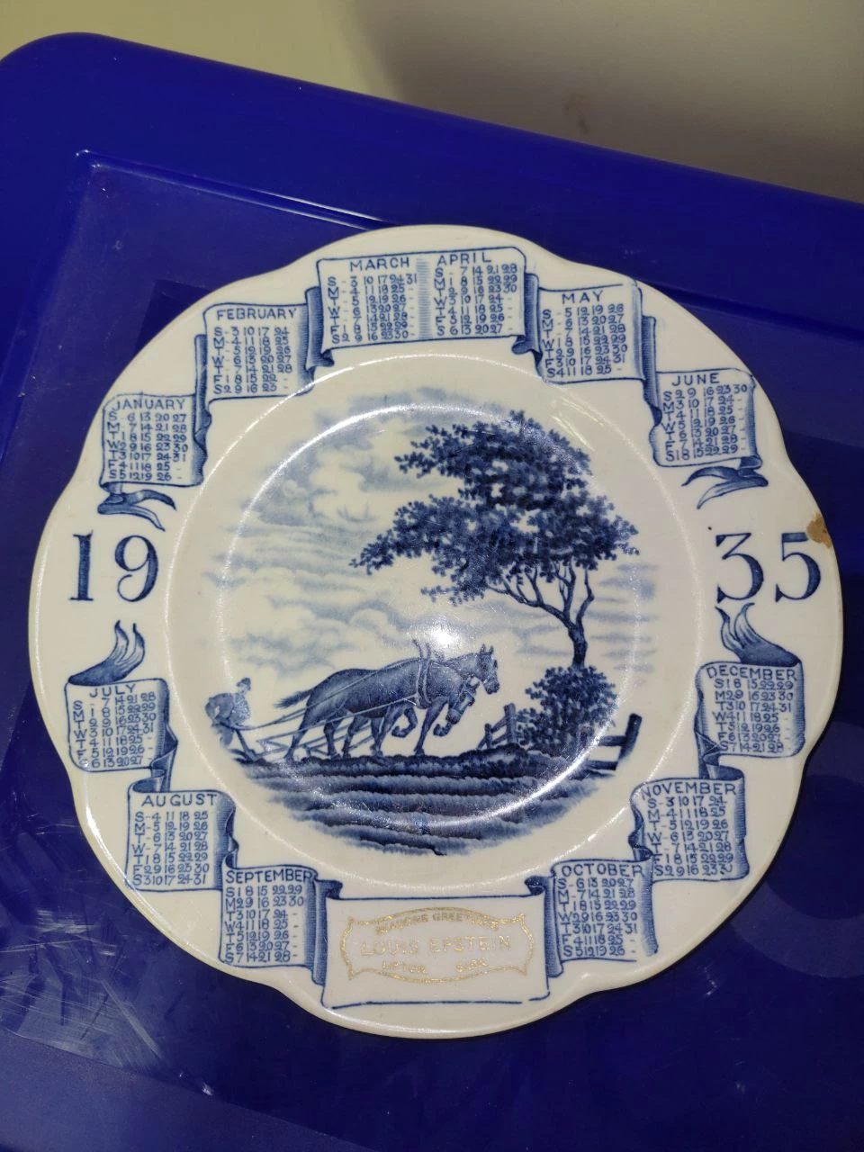 Woods Ware Enoch 1935 Calendar Plate