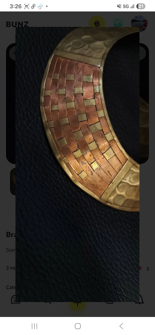 Vintage Brass Necklace and cuff Bracelet image indicator(2)